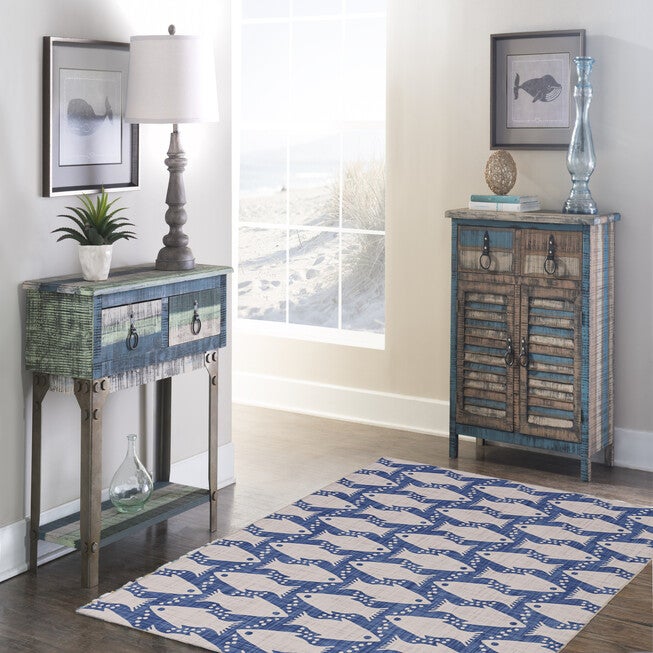 Washable Seabourne Ivory/Blue Rug, , alternate image number null