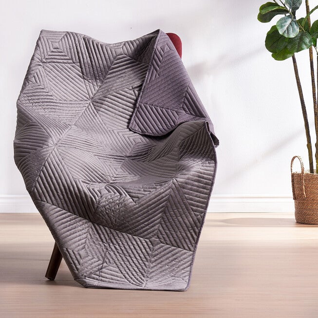Riviera Velvet Storm Gray Throw Blanket, GRAY, hi-res image number null