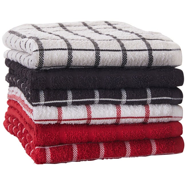 Set of 6 Kitchen Towels, BLACK, hi-res image number null