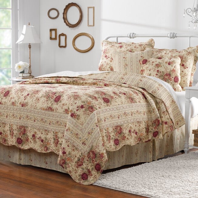 Antique Rose Quilt And Pillow Sham Set, , on-hover image number null