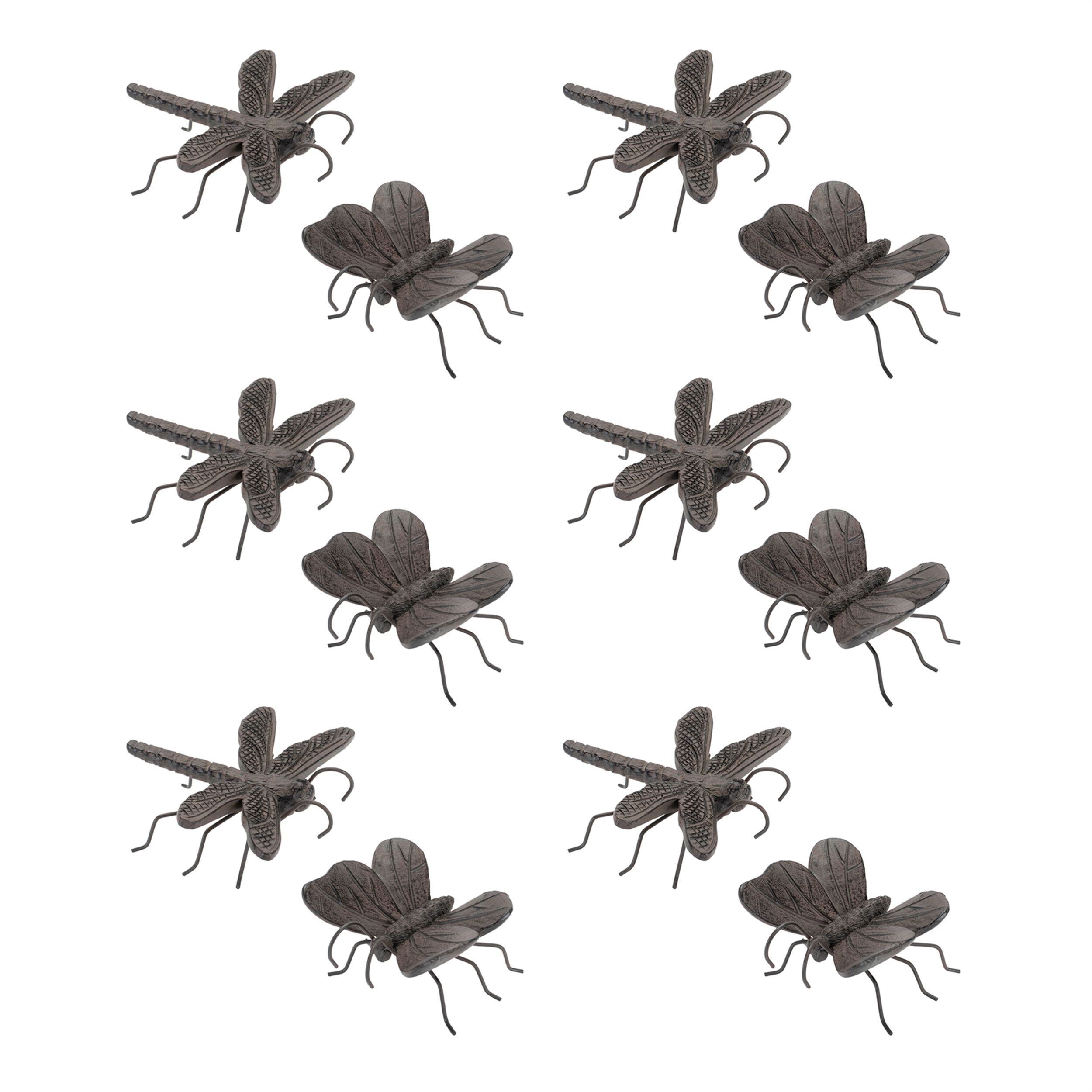 Dragonfly and Butterfly Insect Pot Sitter (Set of 12), BROWN, alternate image number 6