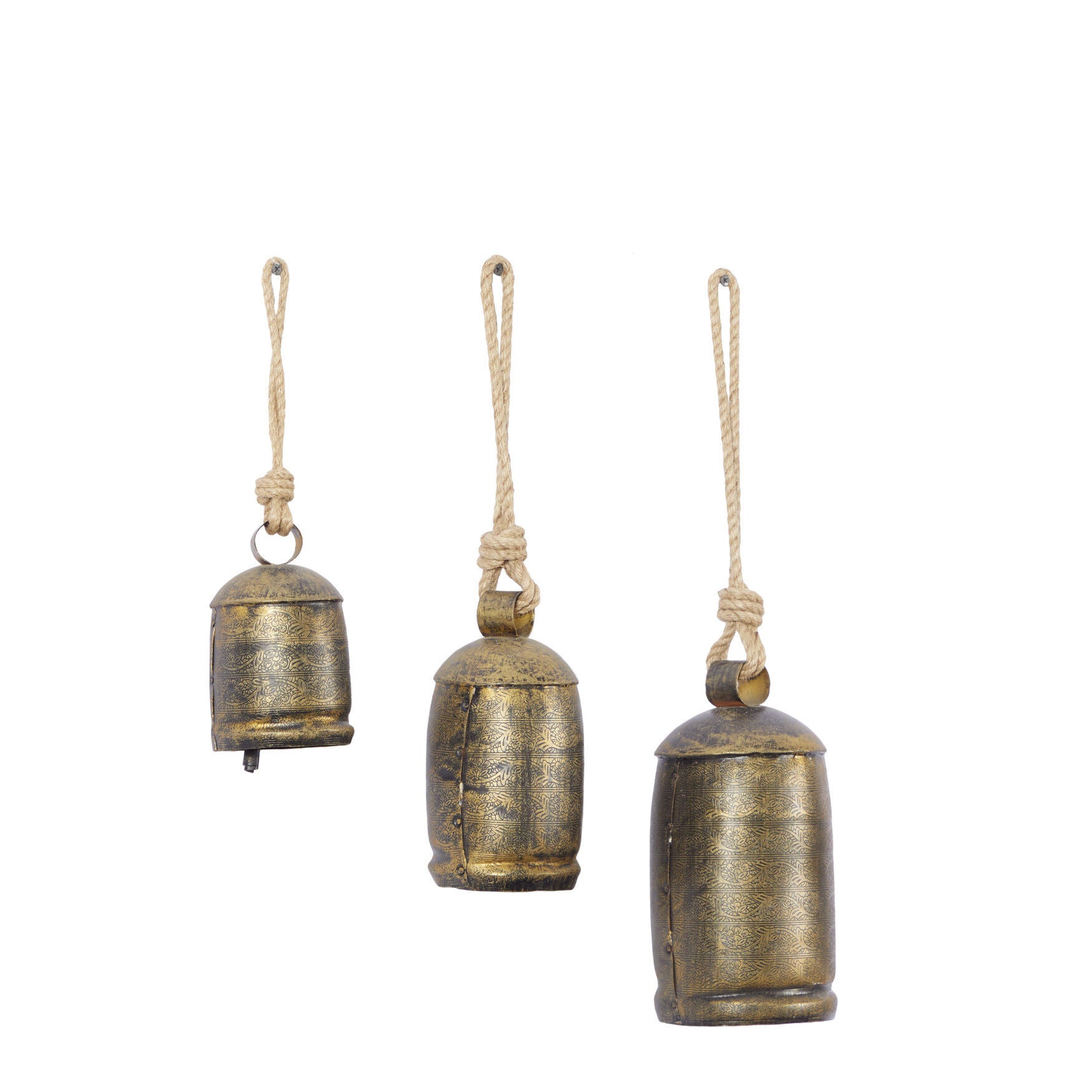 Set Of 3 Bronze Metal Rustic Windchime, , alternate image number 2