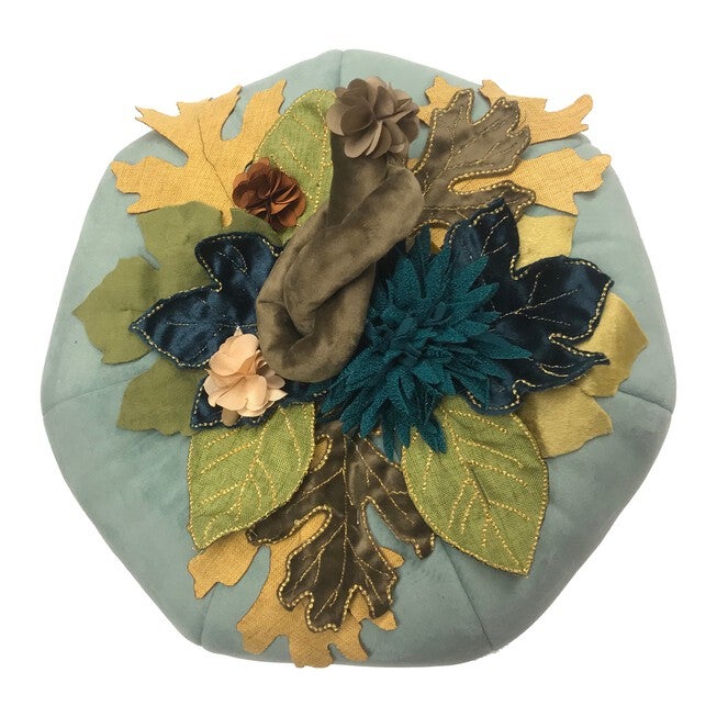 Harvest Velvet Pumpkin with Embroidered Leaves , , alternate image number 2