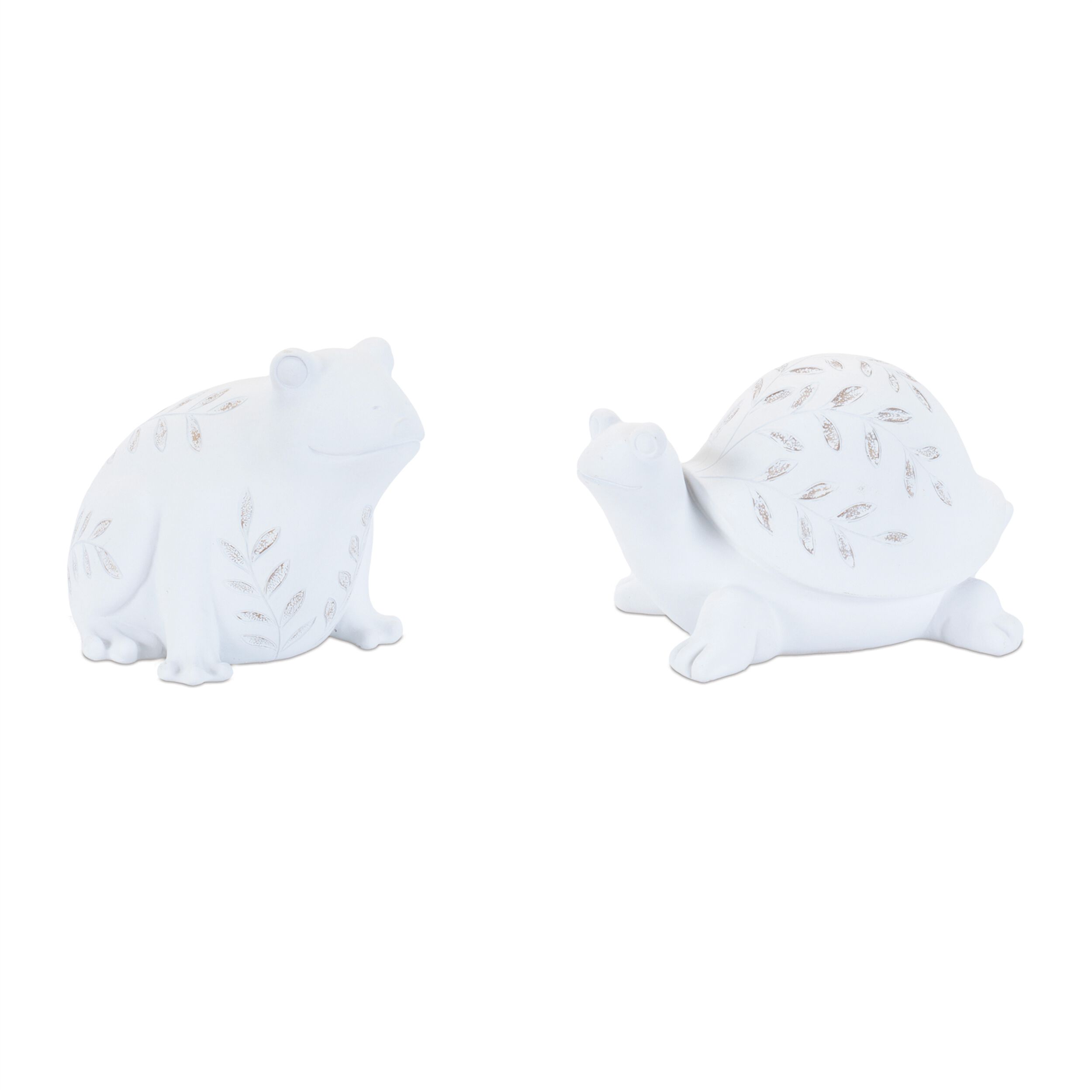 Etched Frog and Turtle Figurine Set of 2, WHITE, hi-res image number 0