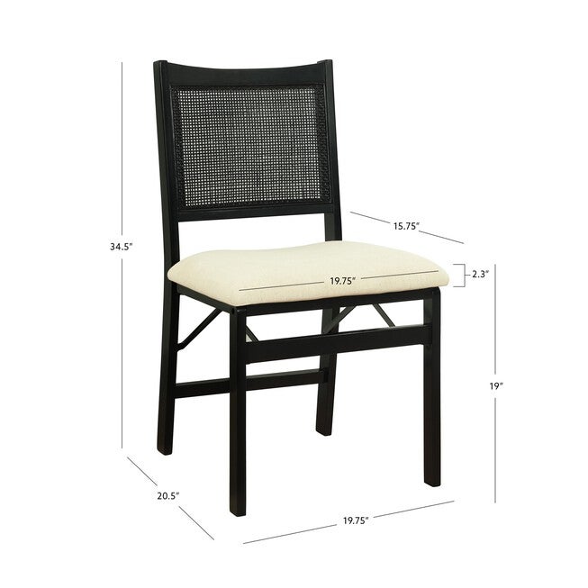 Beaux Cane Back Black Folding Chair Folding Dining Chairs, , alternate image number 10