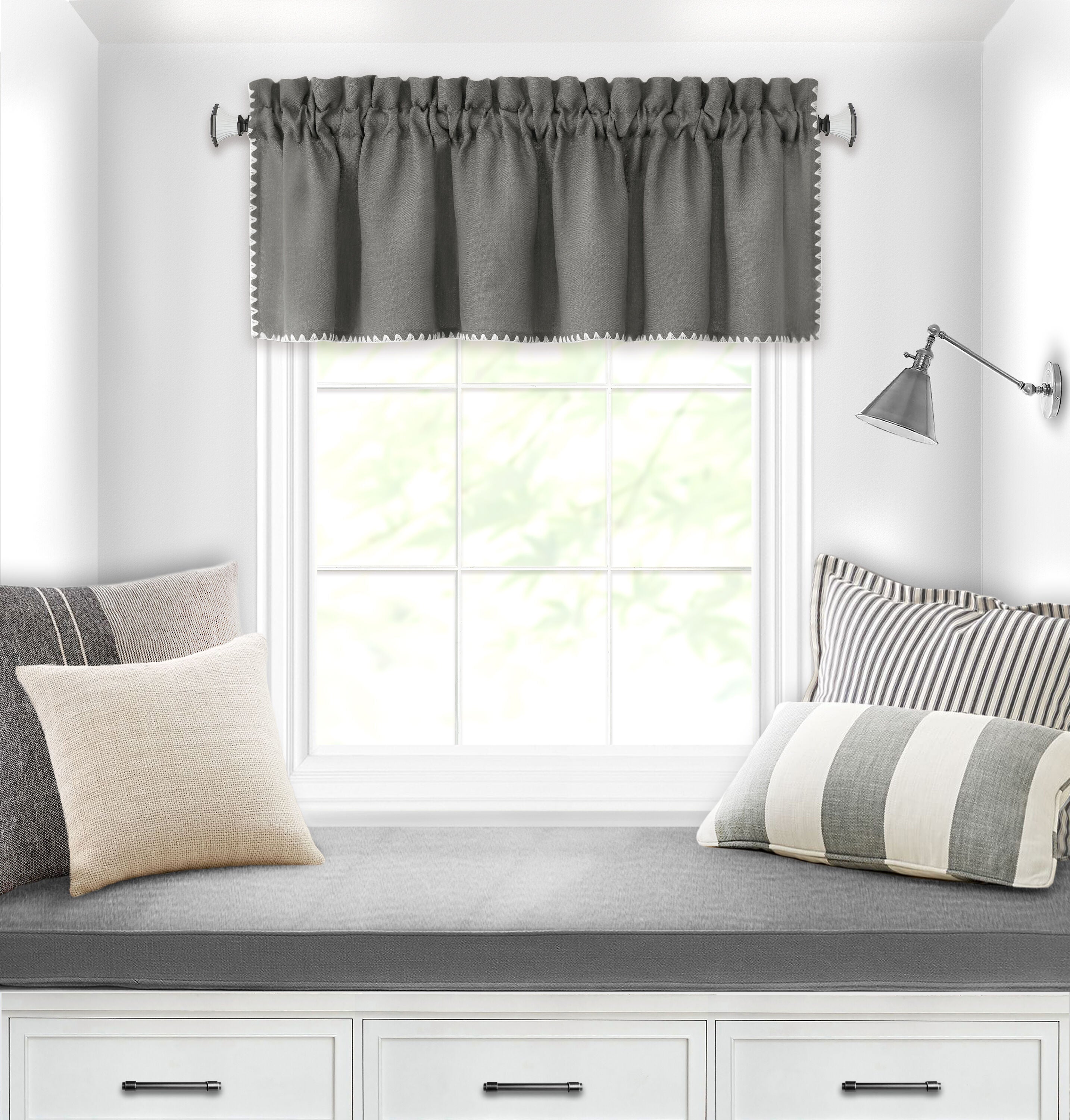 Kendal Window Curtain Valance, GREY, hi-res image number 0