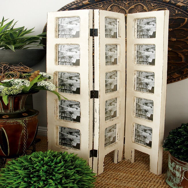 White Wood Farmhouse Room Divider Screen, 51 inches x 1 inches x 27 inches, , alternate image number 8