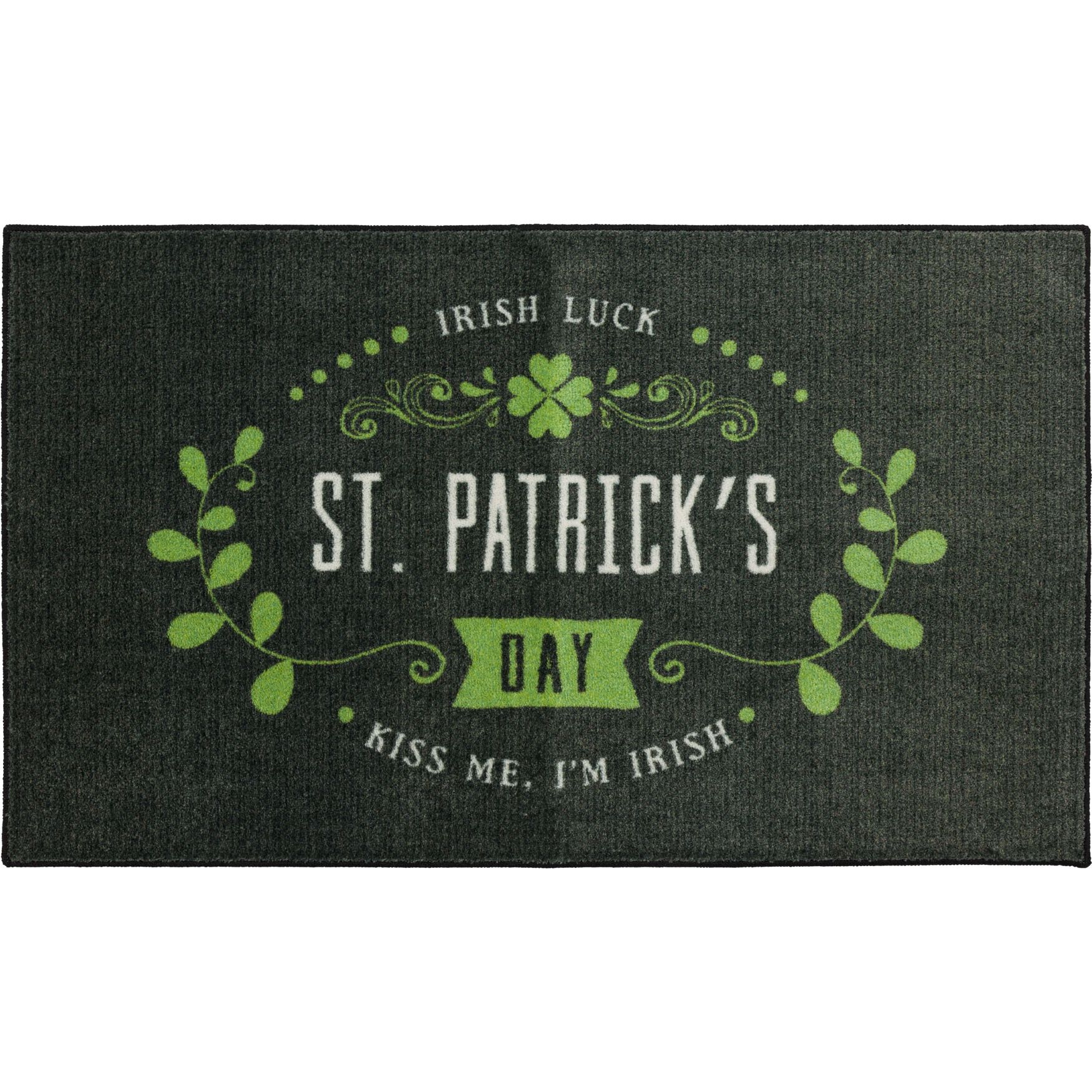 Irish Luck Black Kitchen Rug, BLACK, hi-res image number 0