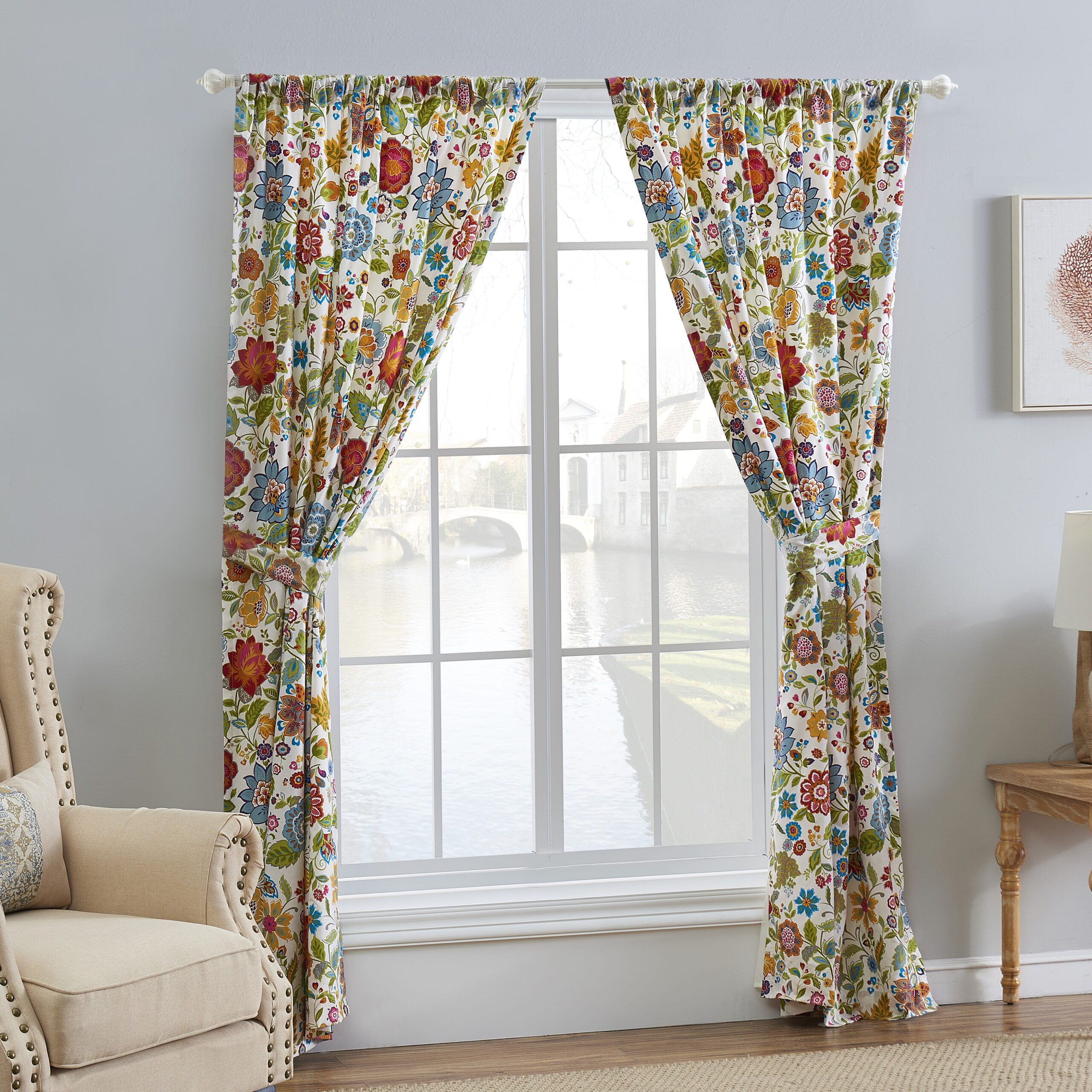 Astoria Window Curtain Panels, Set of 2, WHITE, alternate image number 1
