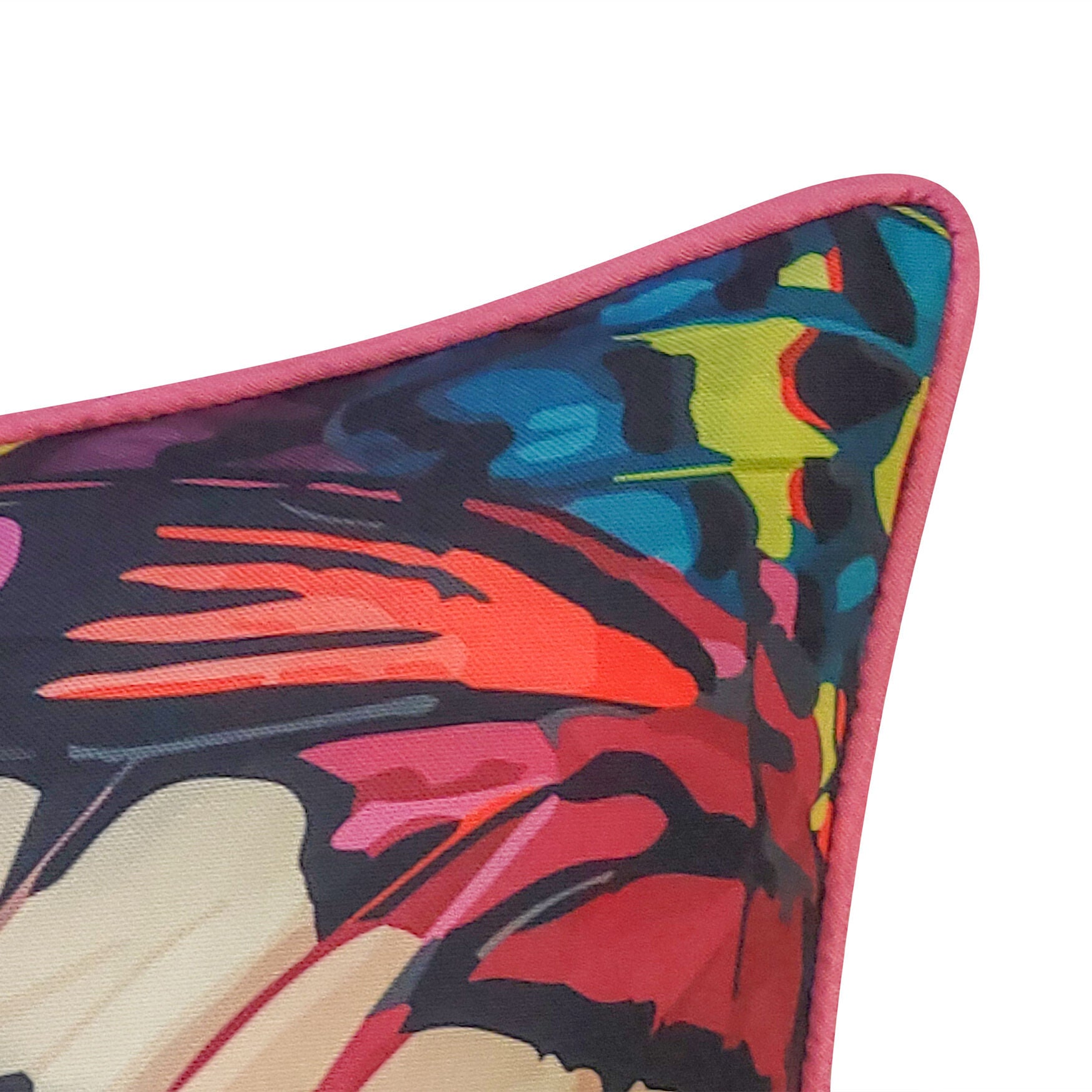 Indoor/Outdoor Abstract Allover Butterfly Wings Decorative Throw Pillow 20X20, Black Magenta Multi, , alternate image number 6