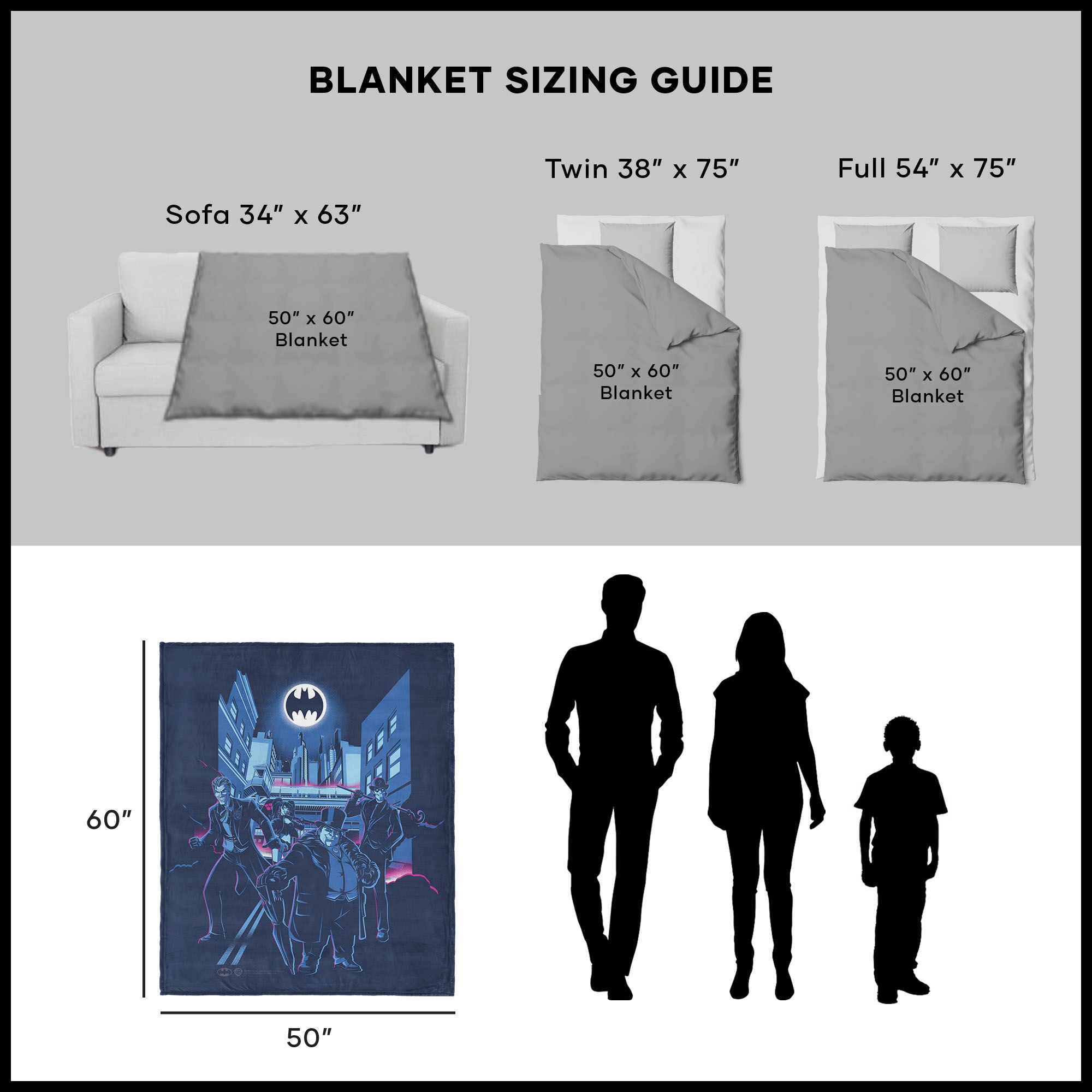 Warner Bros. DC Batman Villains Silk Touch Throw Blanket 50x60 Inches, BATMANTHROW, alternate image number 5