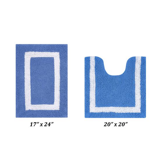 Hotel Collectionis Bath Mat Rug 2 Piece Set (17" x 24" | 20" x 20"), BLUE WHITE, hi-res image number null