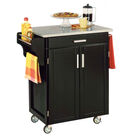 Black Finish Create a Cart with Stainless Steel Top, BLACK STAINLESS STEEL, hi-res image number null