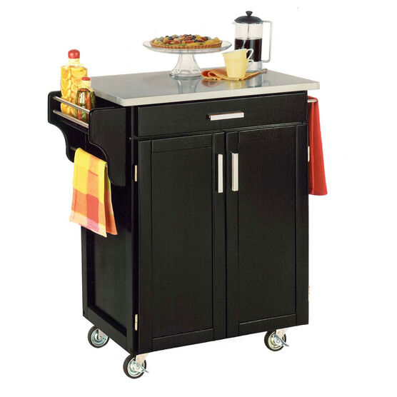 Black Finish Create a Cart with Stainless Steel Top, BLACK STAINLESS STEEL, hi-res image number null