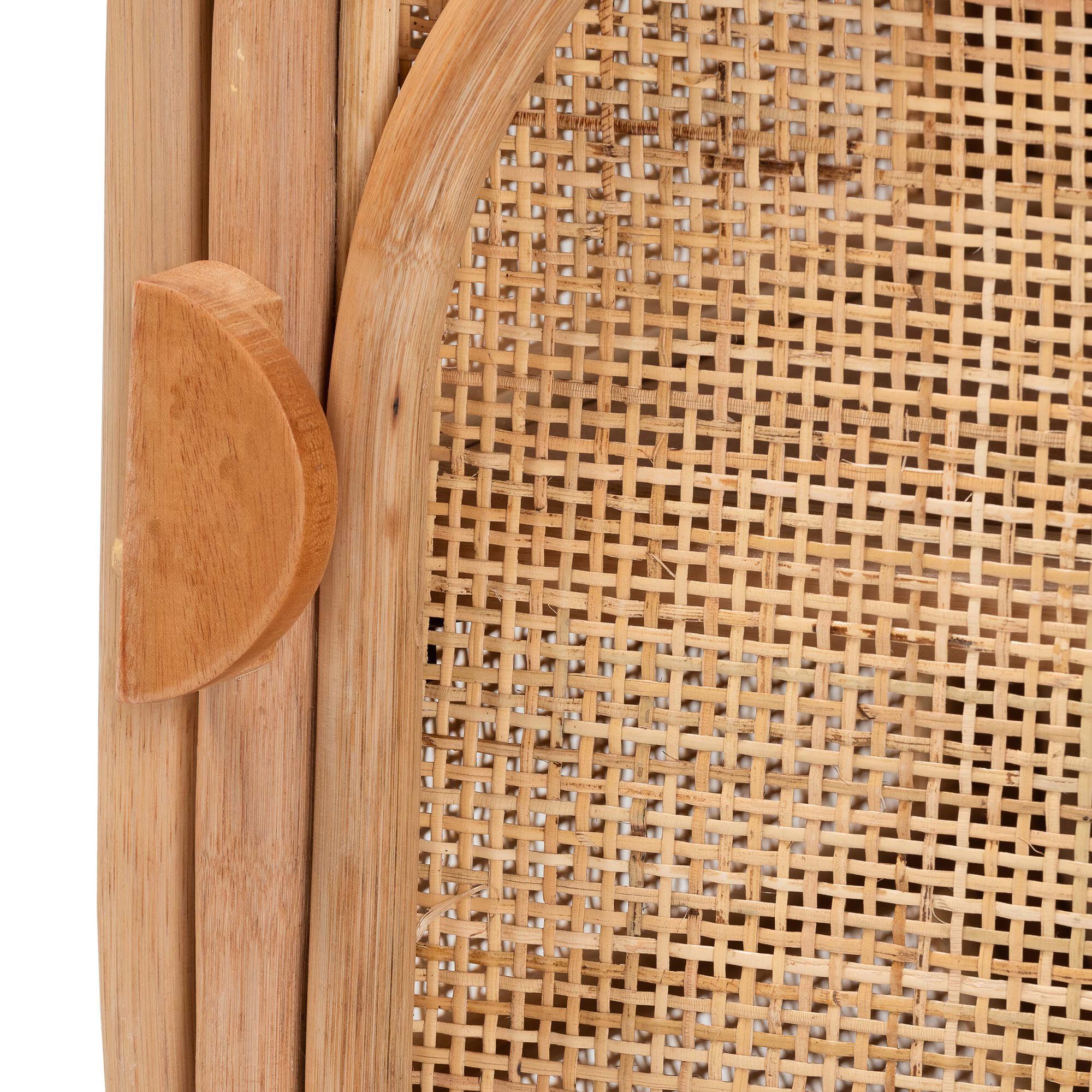 Keita Bohemian Natural Rattan and Mahogany Wood Nightstand, NATURAL, alternate image number 6