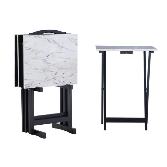 Jasper Tray Table Set White Faux Marble, , alternate image number null