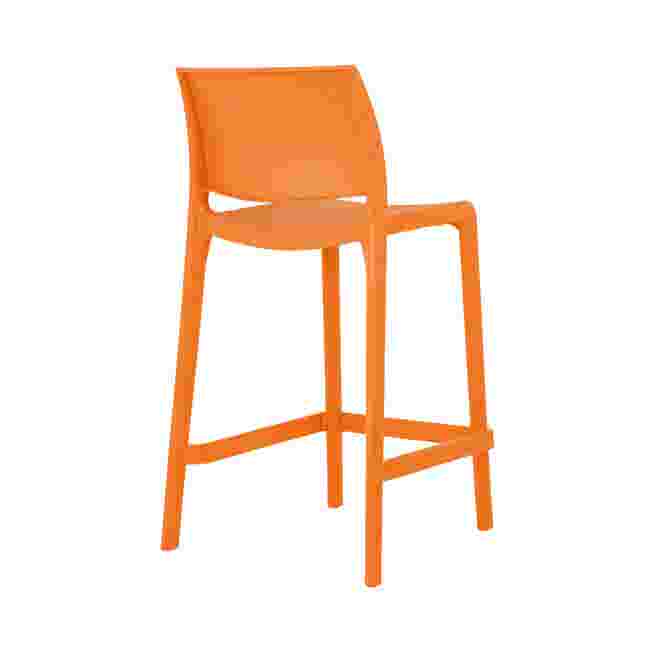 Orange stackable counter stool profile view