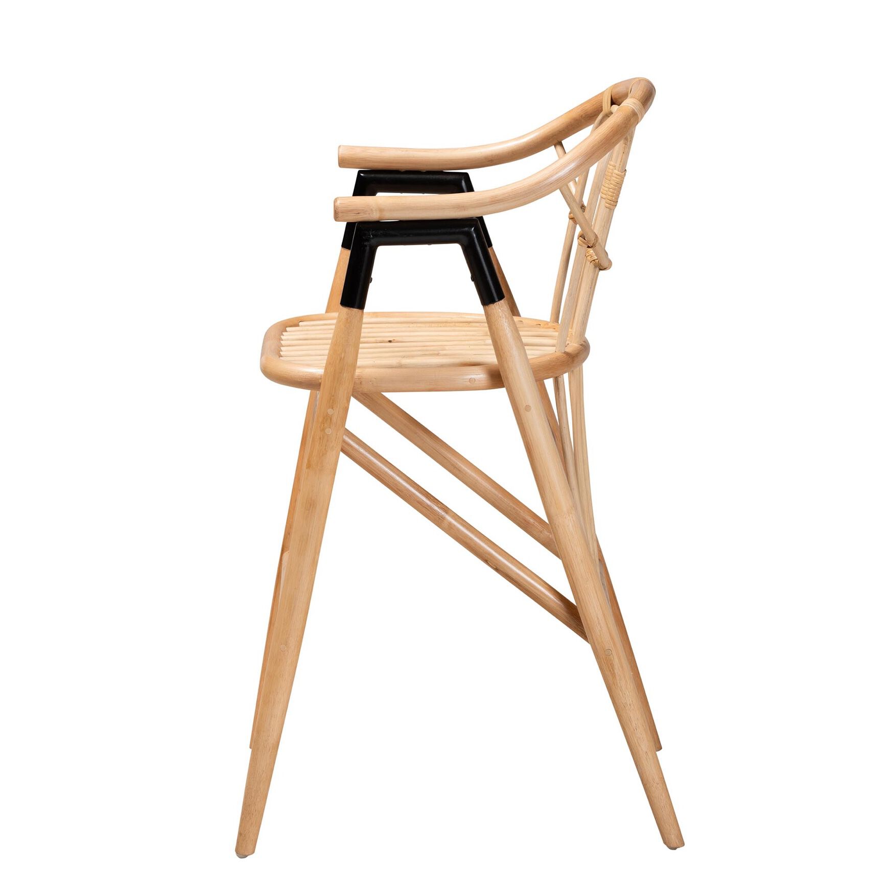 Cyntia Modern Bohemian Natural Brown Rattan Counter Stool, , alternate image number 2