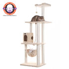 Real Wood 70" Ultra Thick Faux Fur Covered Cat Condo House, BEIGE, hi-res image number 0