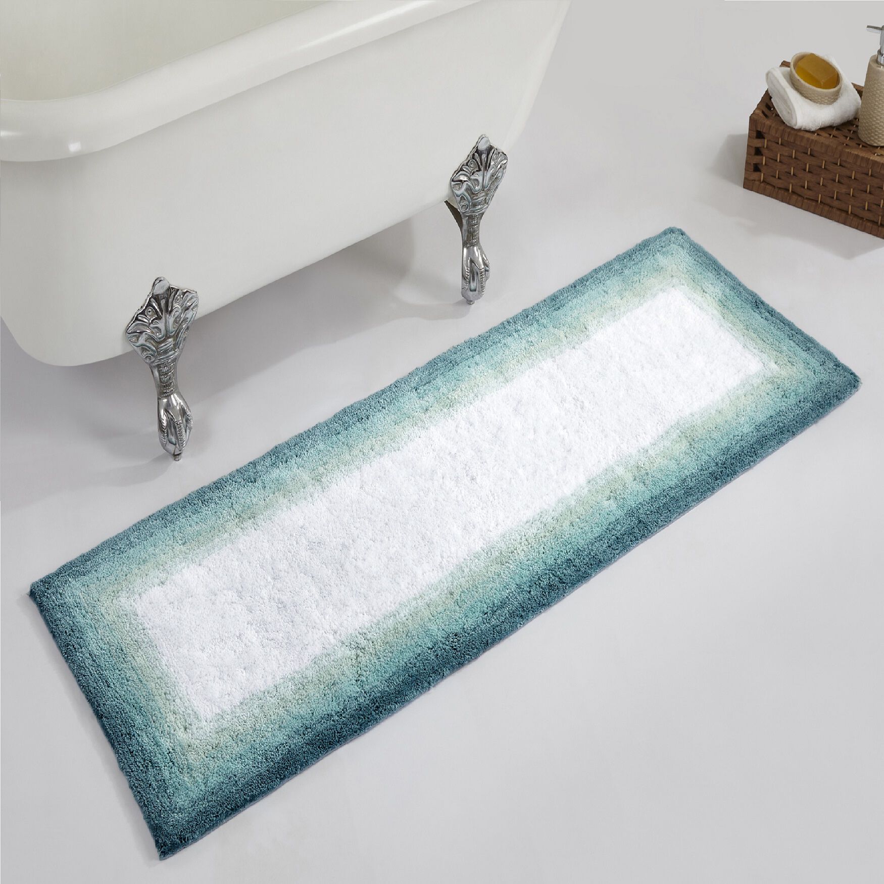 Torrent Bath Mat Rug, 20 inches X 60 inches, TURQUOISE, hi-res image number 0