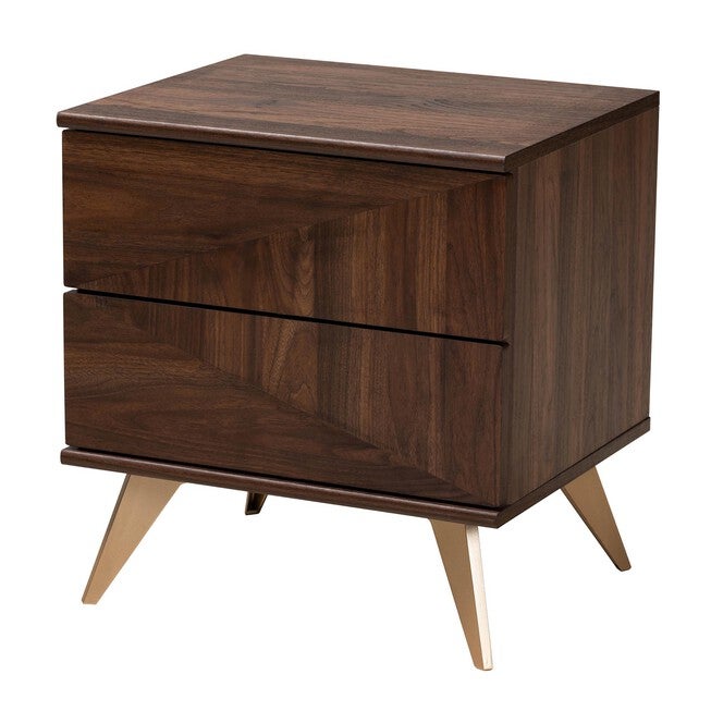Graceland Mid-Century Modern Transitional Walnut Brown Finished Wood 2-Drawer Nightstand, WALNUT BROWN, hi-res image number null