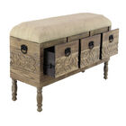 Brown Chinese Fir Farmhouse Bench, 20x47x16, , on-hover image number null