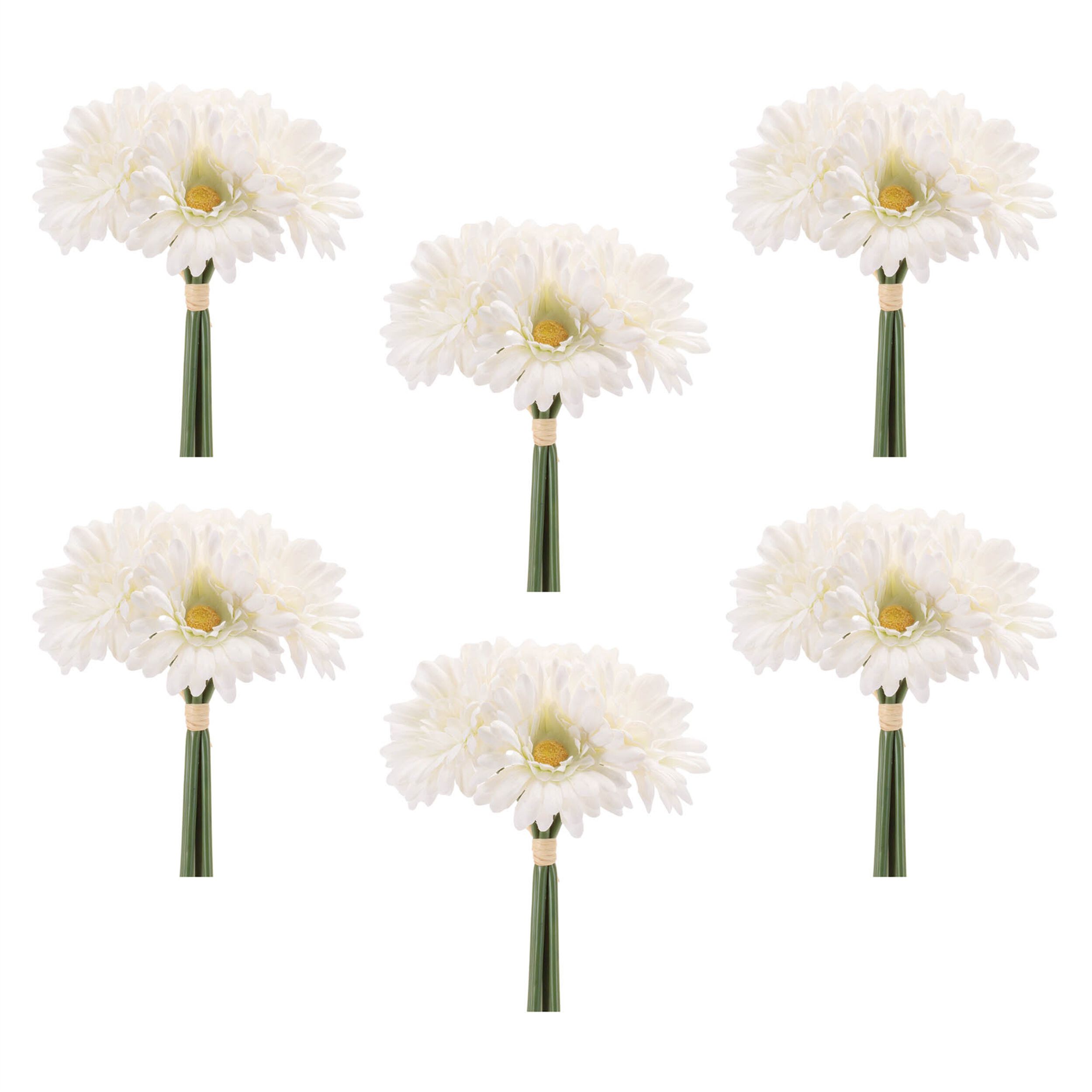 Gerbera Daisy Floral Bundle Set of 6, WHITE GREEN, alternate image number 2