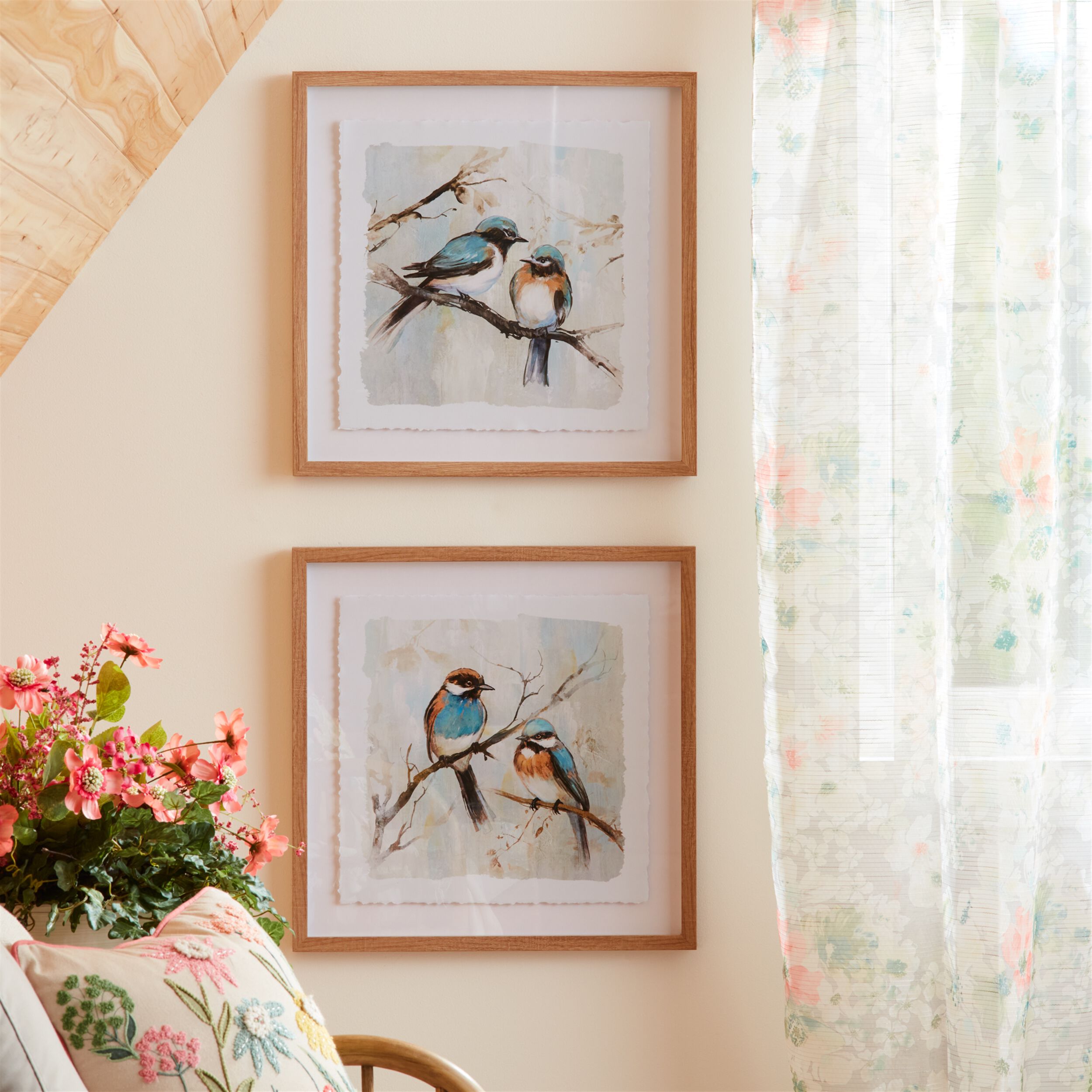 Framed Bird Couple Wall Print Set of 2, BLUE WHITE, alternate image number 4