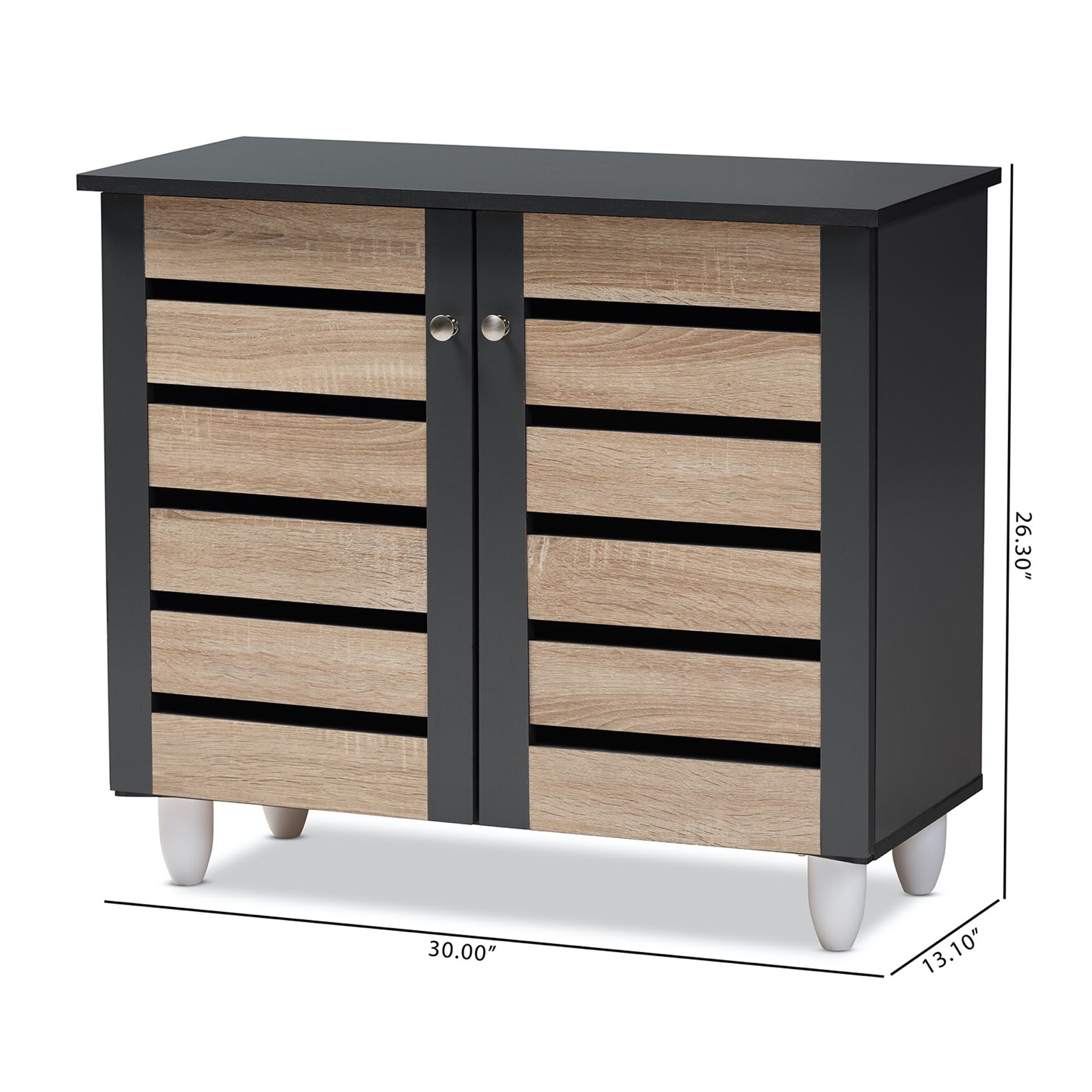 Gisela Modern and Contemporary Two-Tone Oak and Dark Gray 2-Door Shoe Storage Cabinet, , alternate image number 13