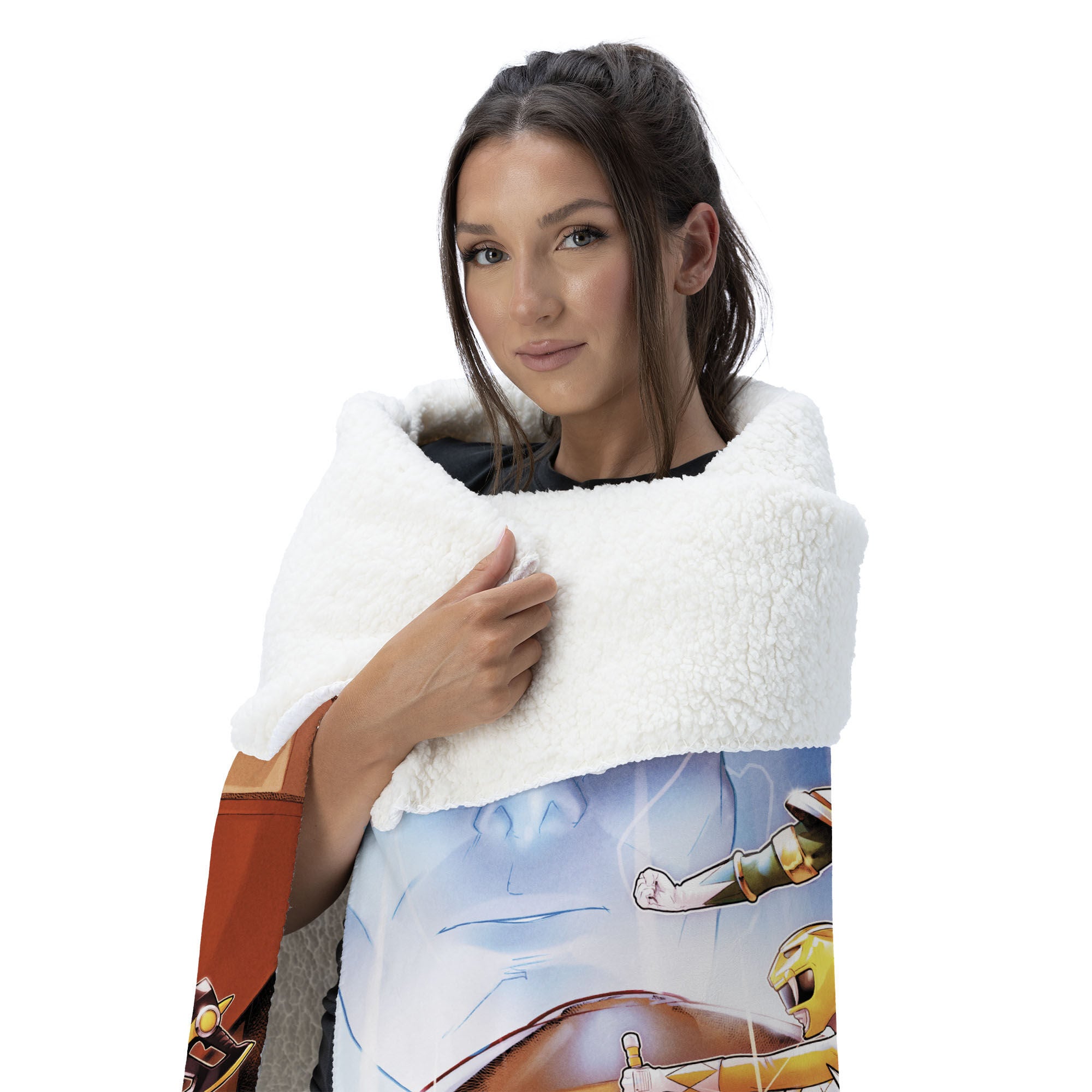 Hasbro Power Rangers Vintage Rangers Silk Touch Sherpa Throw Blanket 50X60 Inches, RED, alternate image number 2