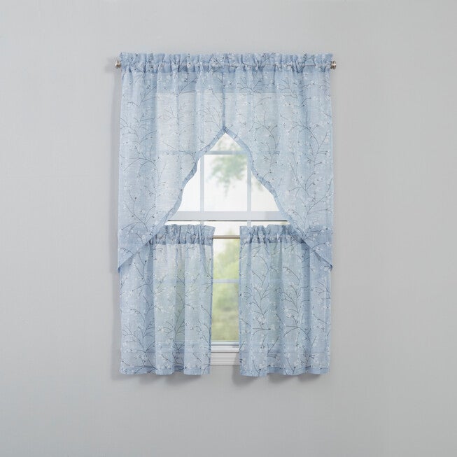 Willow Rod-Pocket Tier Pair, BLUE, hi-res image number 0