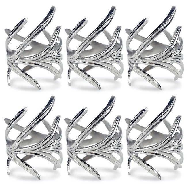 Antique Silver Branch Napkin Ring, Set of 6, SILVER, hi-res image number 0