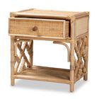 Camara Modern Bohemian Natural Brown Rattan 1-Drawer Nightstand, , on-hover image number null