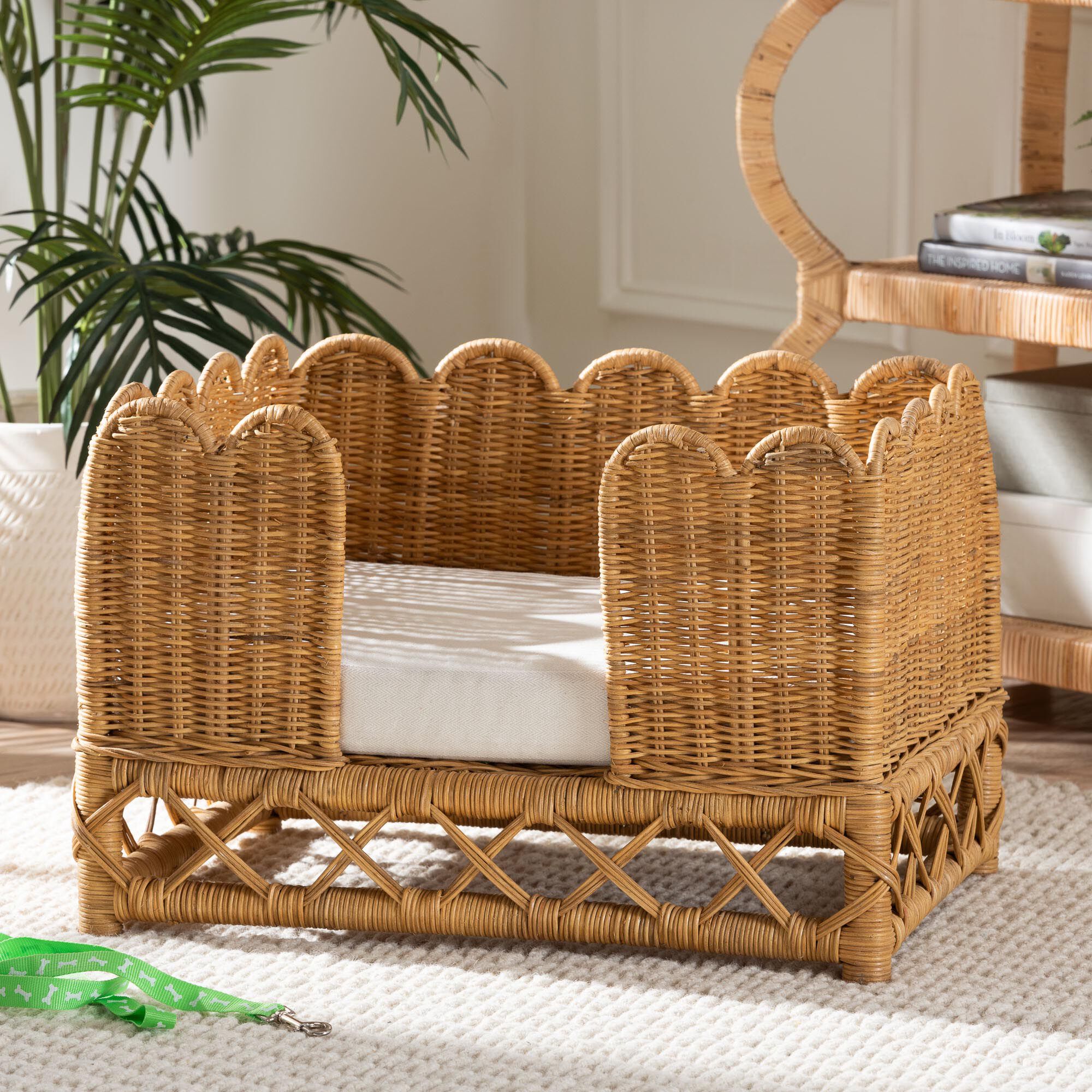 Palm Bohemian Light Honey Rattan Pet Bed, HONEY, hi-res image number 0