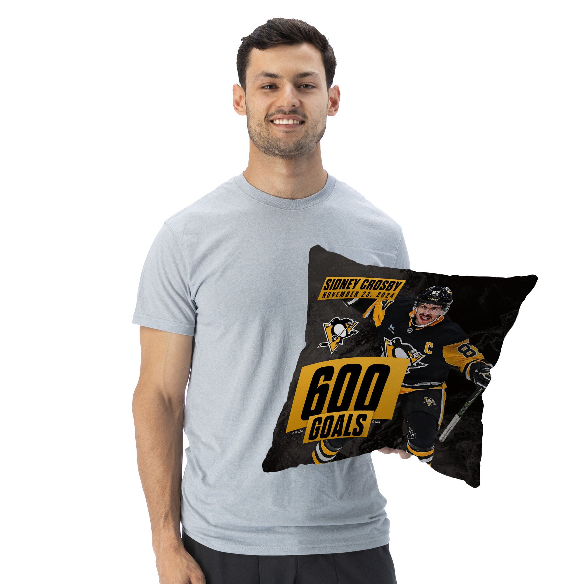 Pittsburgh Penguins Sidney Crosby NHL 600 Goal Milestone Throw Pillow 18X18 Inches, NHL PILLOW, alternate image number 2