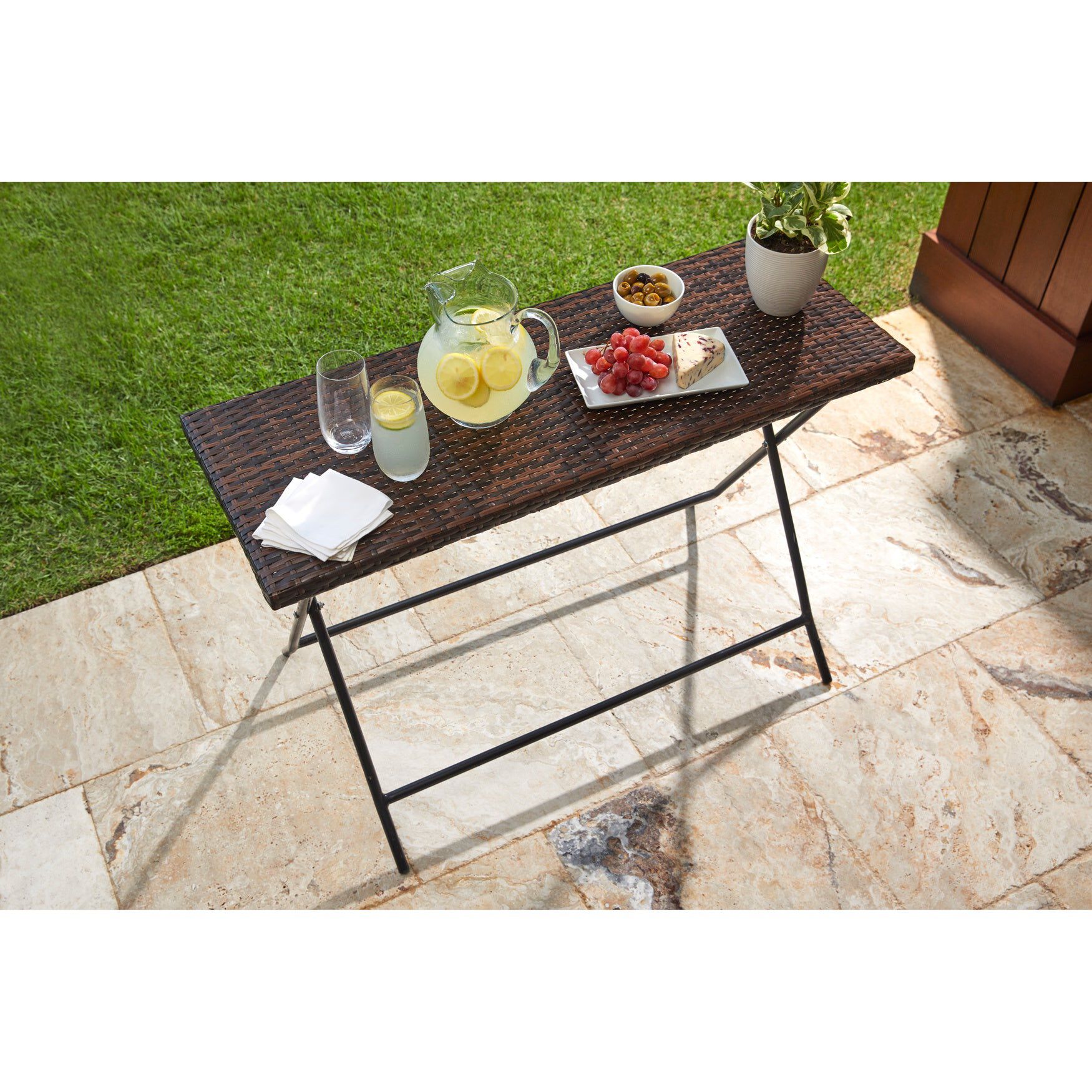 Santiago Rectangular Outdoor Buffet & Console Table, BROWN, hi-res image number 0
