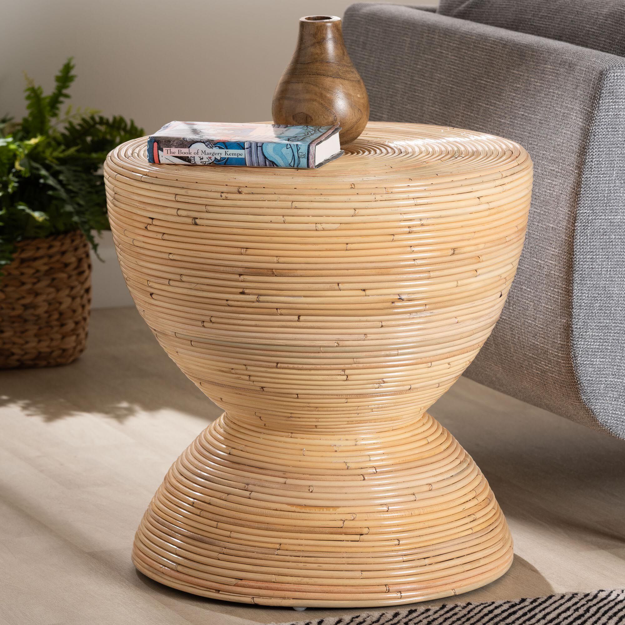 Tokyo Laminated Natural Rattan Side Table, Natural, NATURAL BROWN, hi-res image number 0