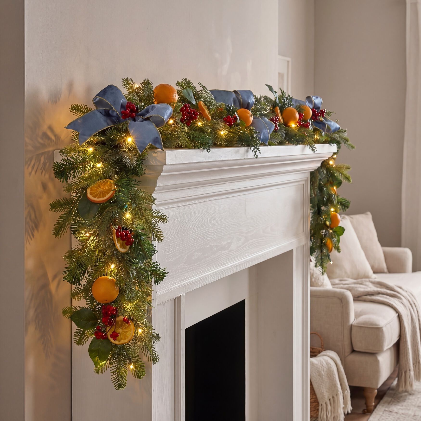 6 Ft. Pre-Lit Indigo Harvest Garland, INDIGO, alternate image number 2
