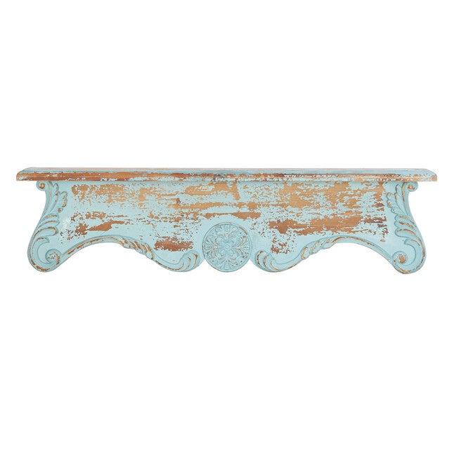 Blue Wood Rustic Wall Shelf Wall Shelf, BLUE, hi-res image number null