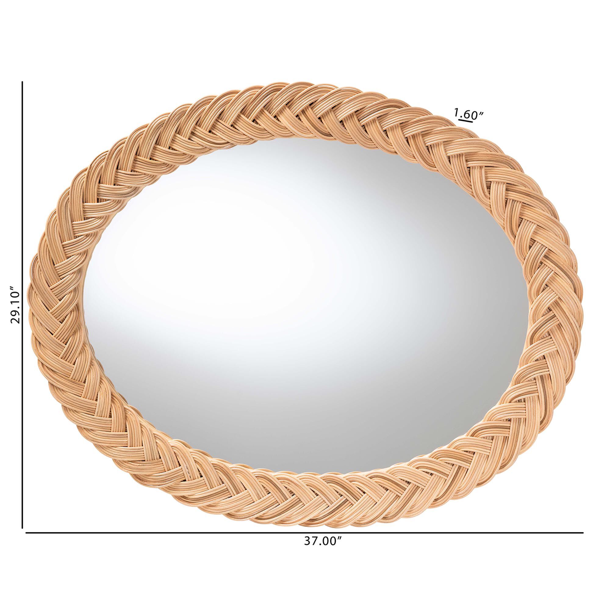 Nara Natural Rattan Wall Mirror - Oval, HONEY, alternate image number 4