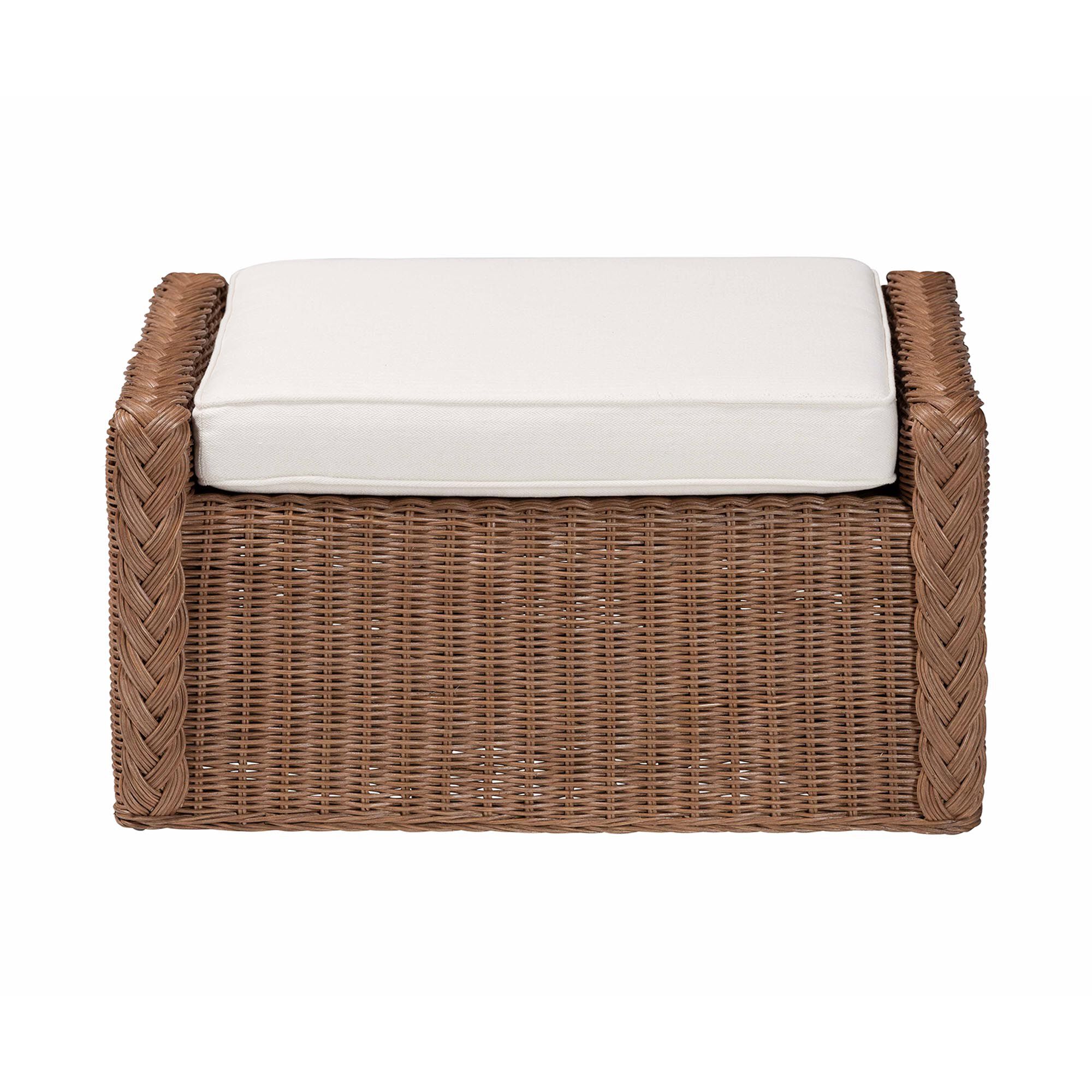 bali & pari Derris Bohemian Peanut Brown Braided Rattan Footstool, PEANUT BROWN, alternate image number 2