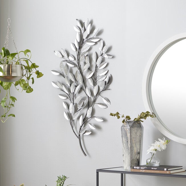 Silver Metal Glam Floral Wall Decor, , alternate image number null