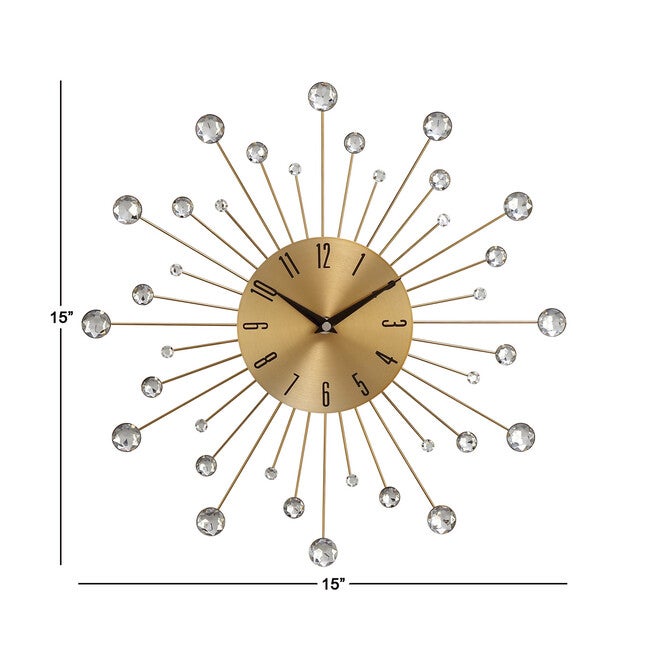 Gold Glam Metal Wall Clock, , alternate image number null