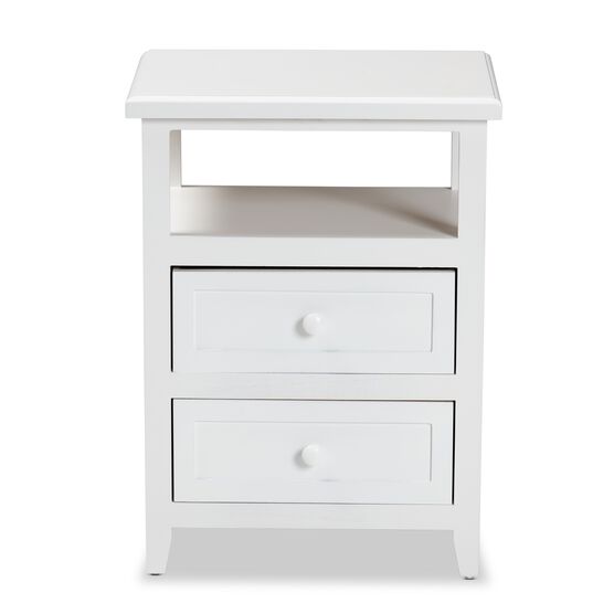 Karsen Modern And Contemporary White Finished Wood 2-Drawer Nightstand, , alternate image number null