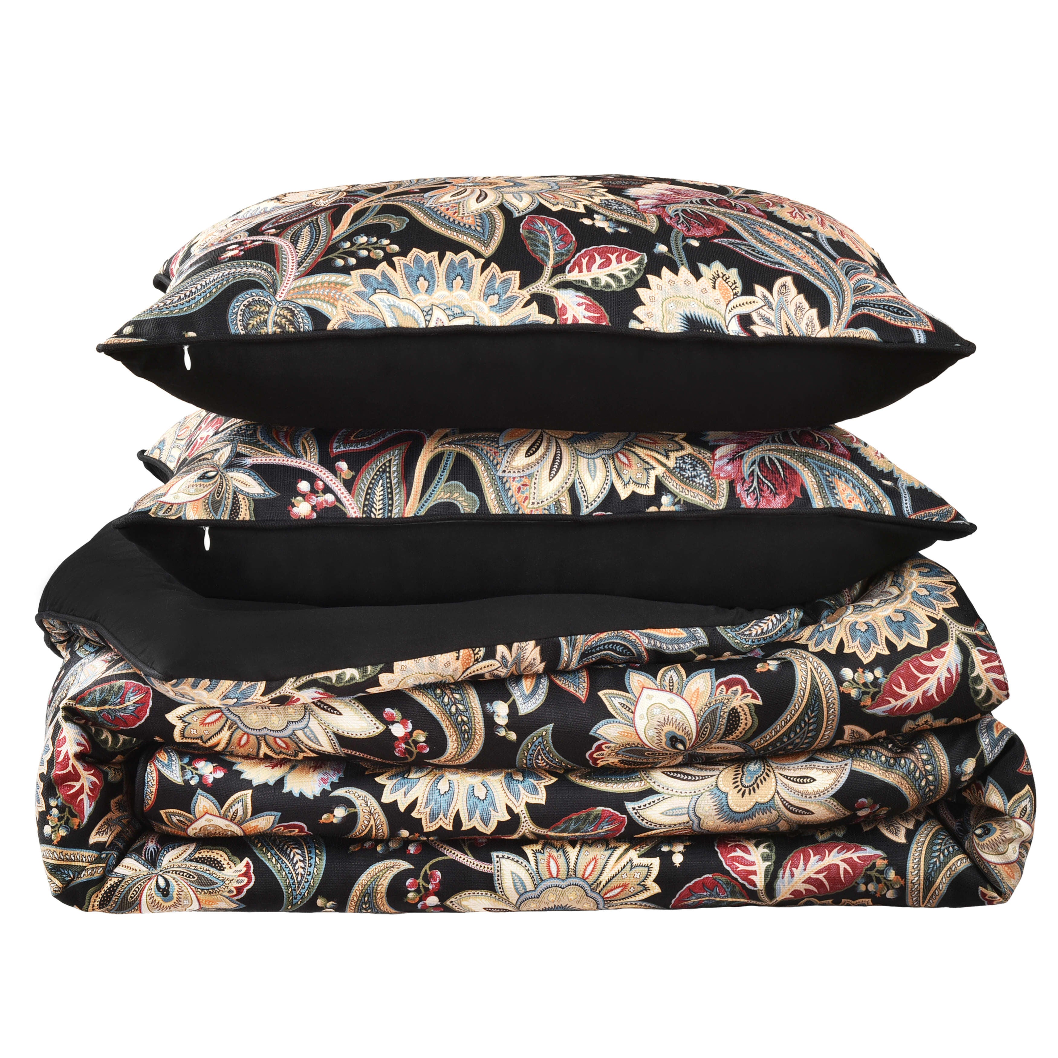 Calabria 3 Piece Comforter Set, BLACK, alternate image number 4