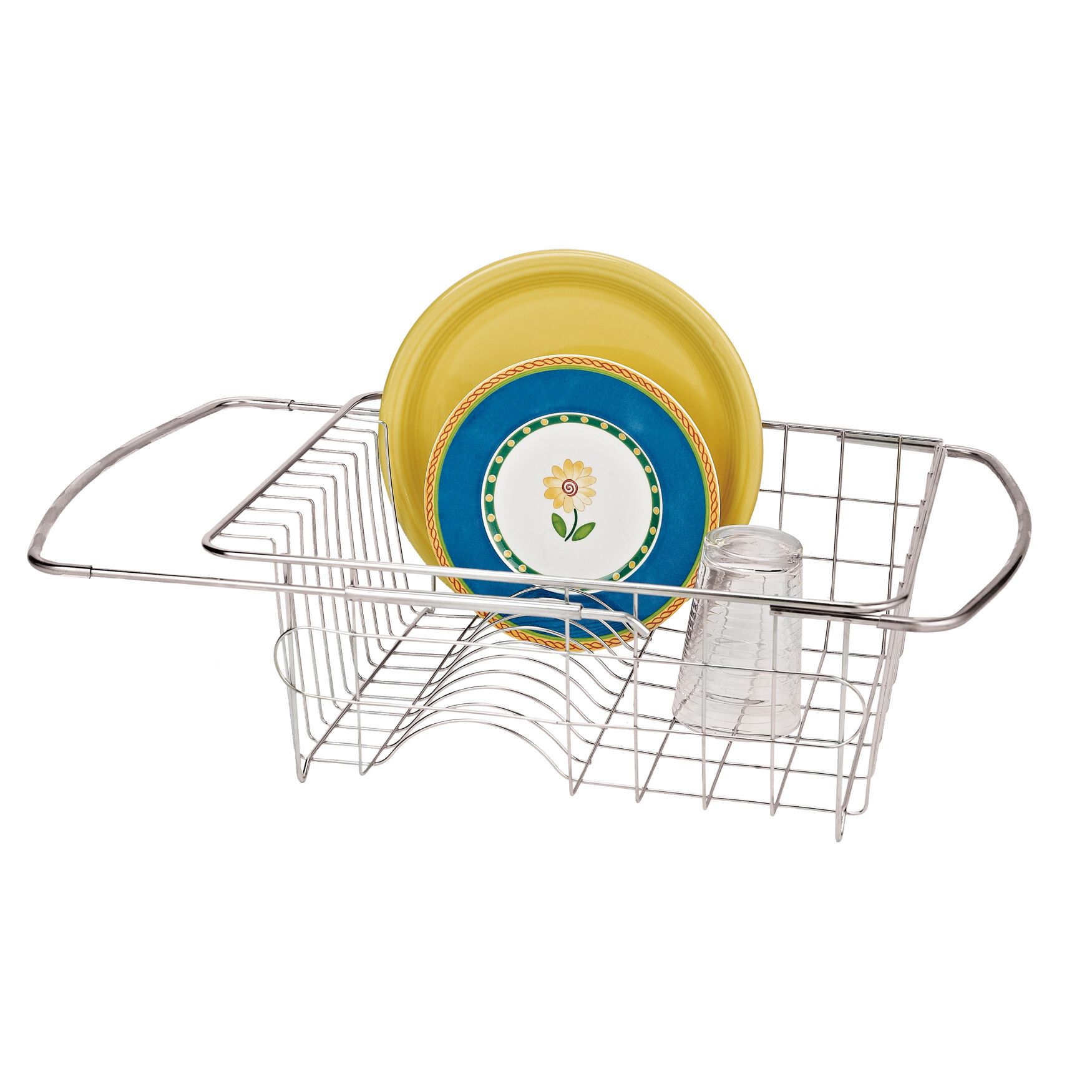 Adjustable Over-Sink Dish Drainer with Cutlery Holder, , on-hover image number 1