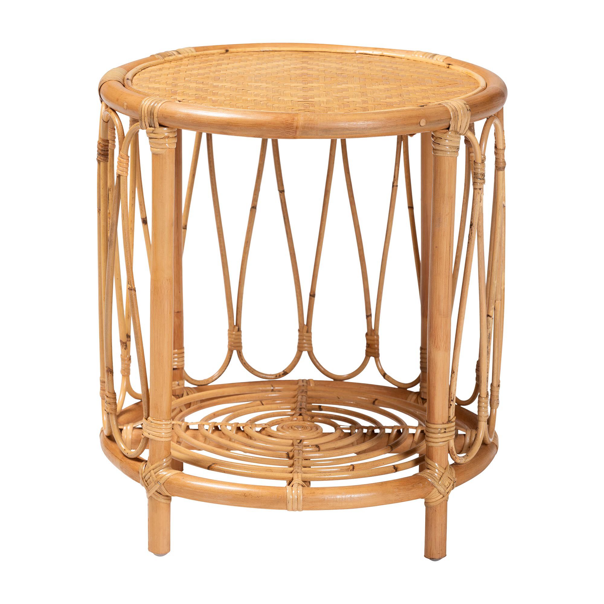 Berilo Bohemian Light Honey Rattan End Table, LIGHT, alternate image number 2