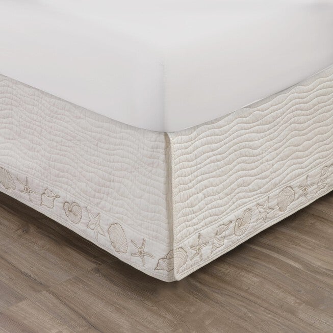 Coastal Seashell Ivory Bed Skirt 18-inch, IVORY, hi-res image number 0