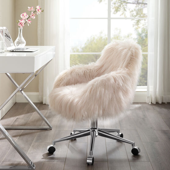 Dawson Faux Fur Barrell Office Chair Pnk, PINK, hi-res image number null