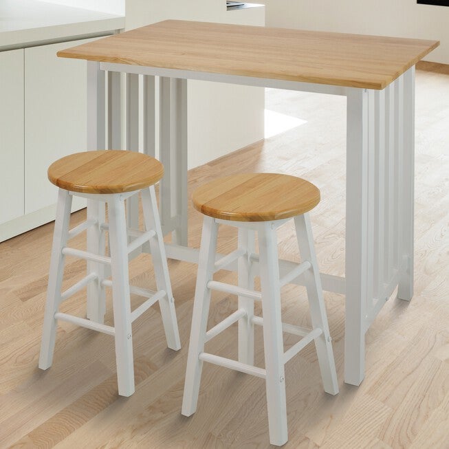 3pcs Breakfast Set made with Solid Wood-White, , alternate image number null